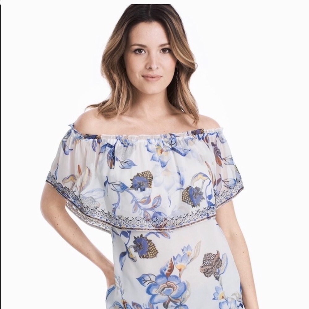 WHBM Off the Shoulder Floral Top NWOT White House Black Market